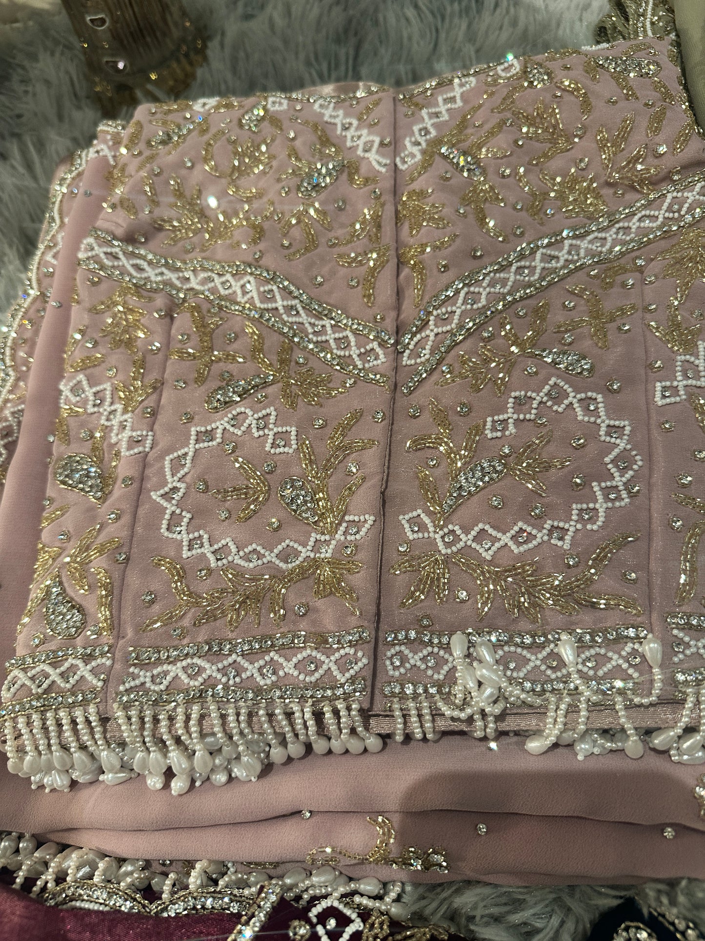 Stunning Heavy Blouse Saree With pearl work