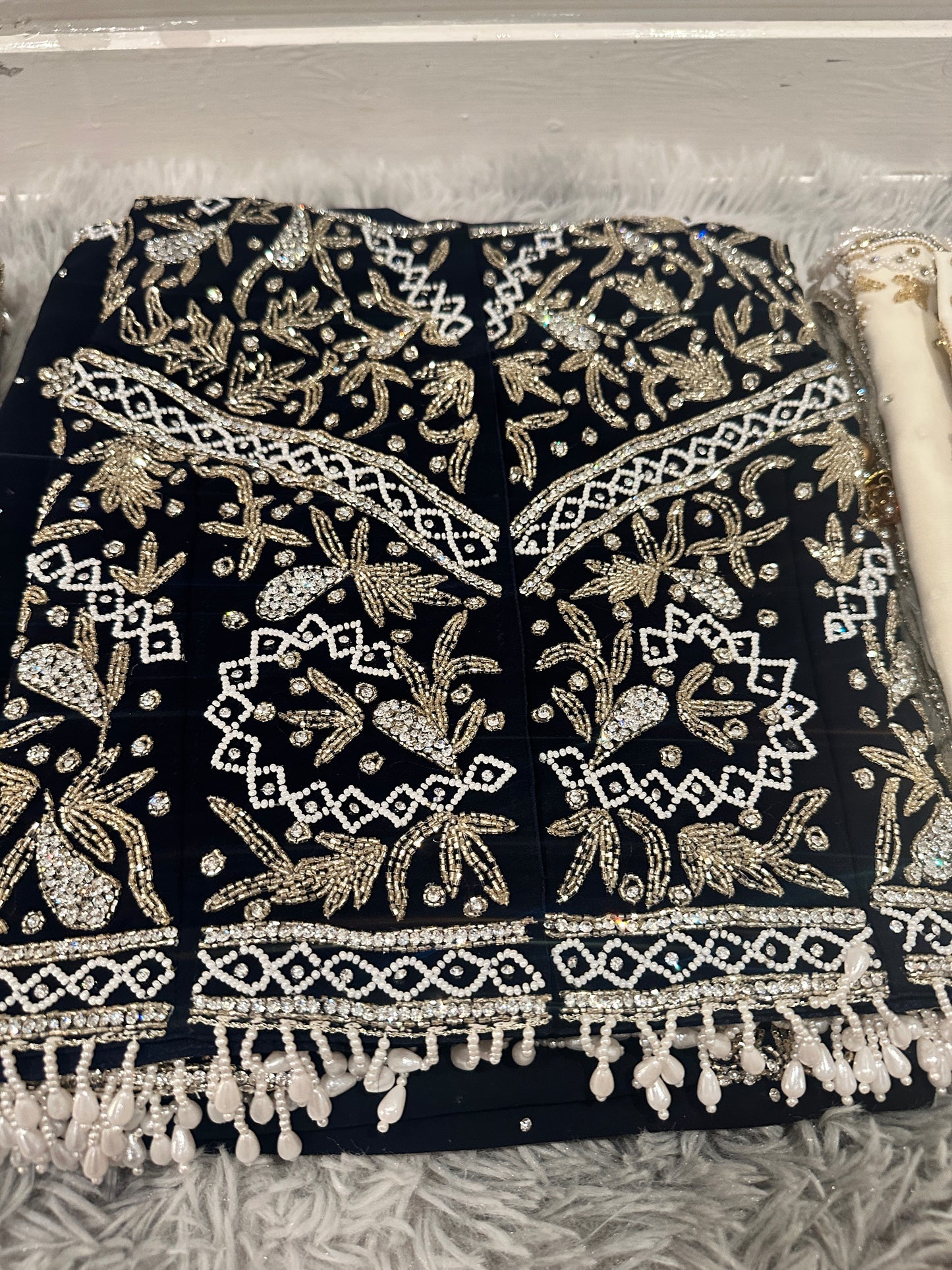 Stunning Heavy Blouse Saree With pearl work