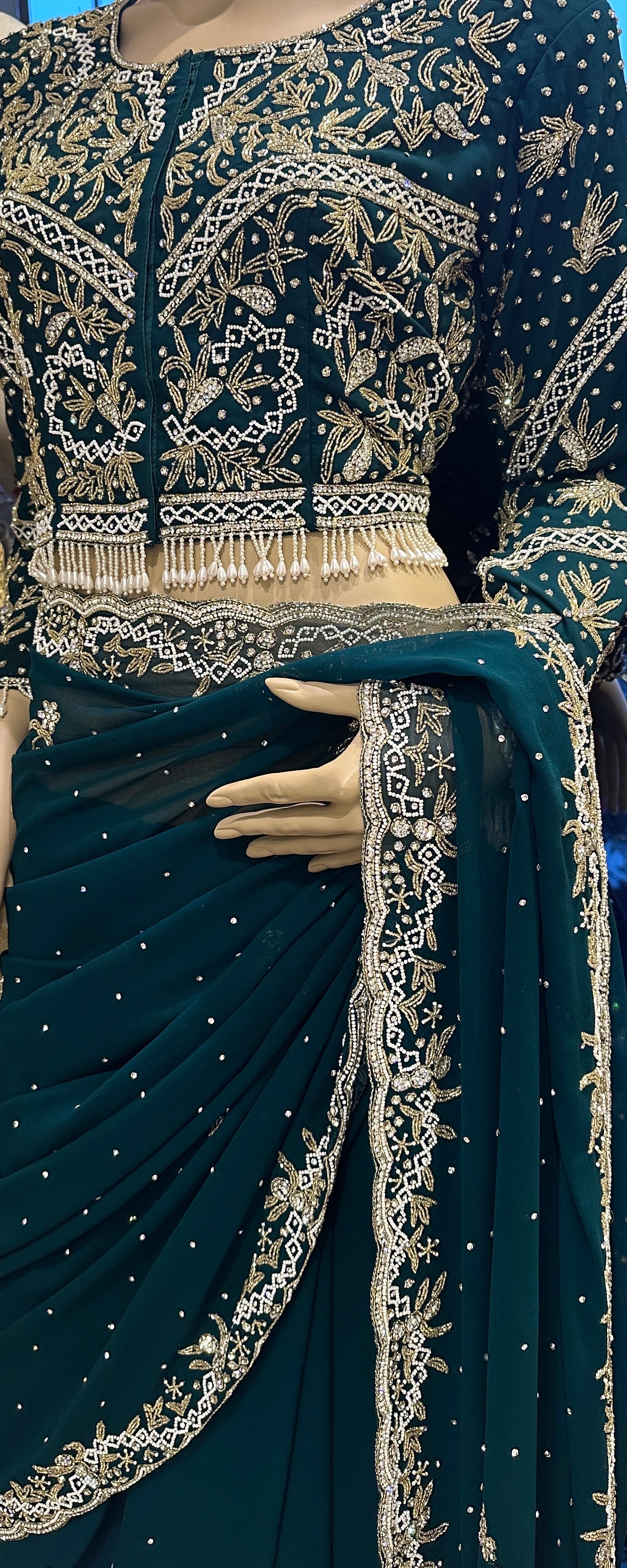 Stunning Heavy Blouse Saree With pearl work